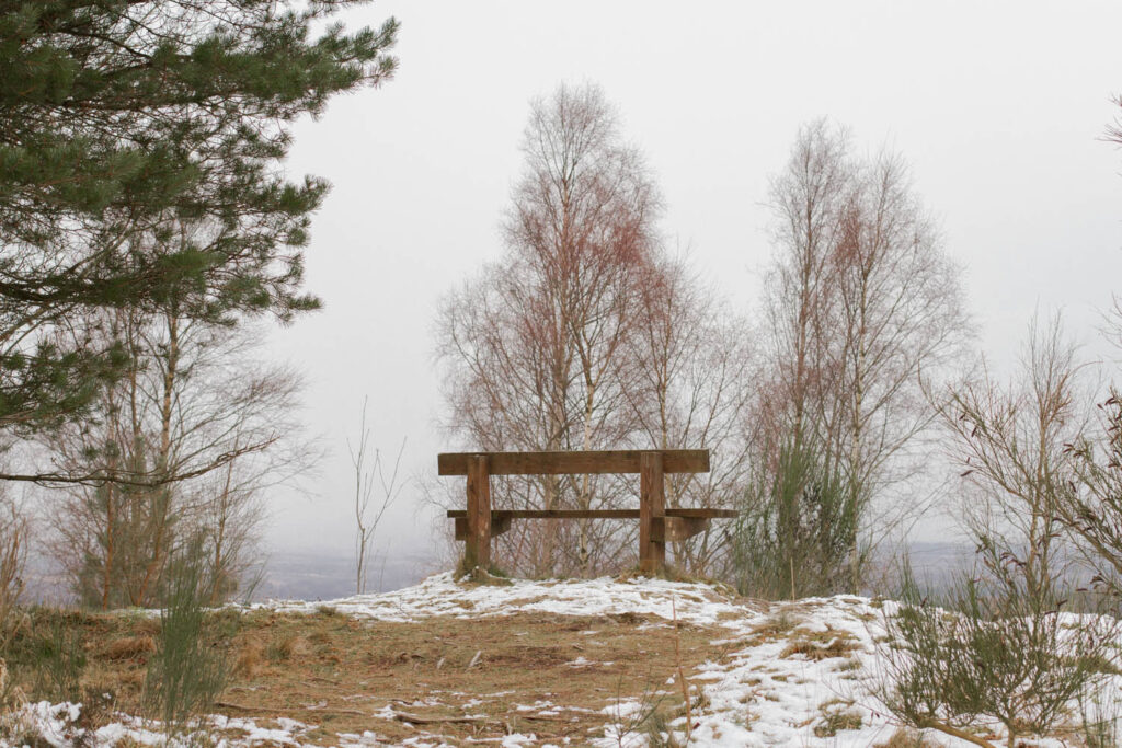 Bench at a viewpoint overlooking Perth city, Scotland