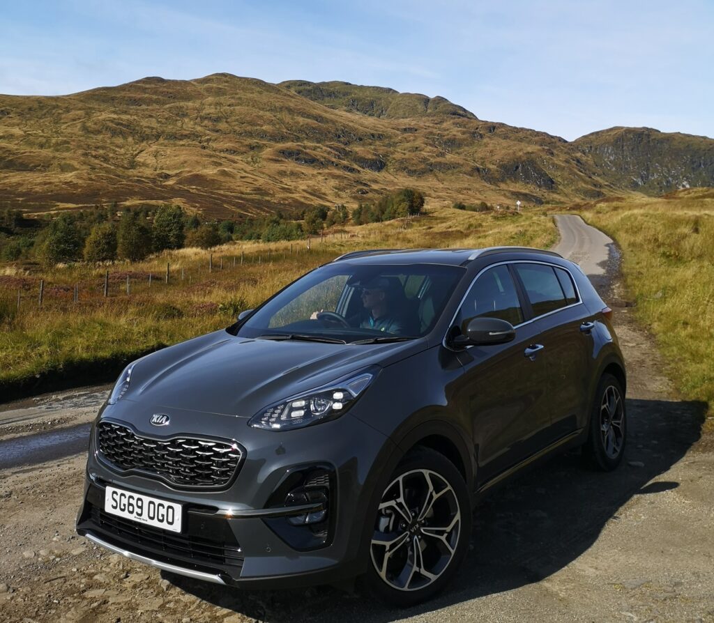 A parked car in the Perthshire countryside